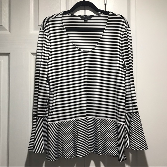 💜 Striped Peplum Style Top - Picture 1 of 4